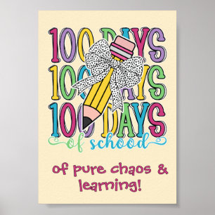 Kokette Leopard-Bleistift-Schleife 100 Tage Schule Poster