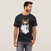 Kokette Leopard Geist Kaffee Boo Halloween Boujee T-Shirt (Vorne ganz)