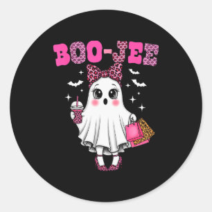 Kokette Leopard Geist Kaffee Boo-jee Halloween Bo Runder Aufkleber