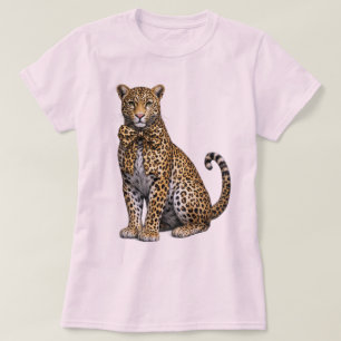 Kokette Leoparden mit Schleife – Personalisierte f T-Shirt