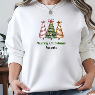 Kokette Leoparden-Weihnachtsbäume personalisiertes Hoodie
