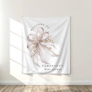Kokette lila Schleife Baby-Party Hintergrund Wandteppich