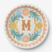 Kokette mexikanische Talavera-Monogramm Pappteller (Vorderseite)