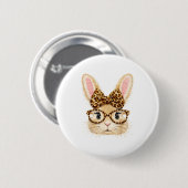 Kokette Oster süße Häschen mit Brille und Leoparde Button (Vorne & Hinten)