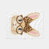Kokette Oster süße Häschen mit Brille und Leoparde Fleecedecke (Vorderseite (Horizontal))