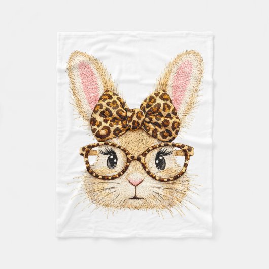 Kokette Oster süße Häschen mit Brille und Leoparde Fleecedecke (Vorderseite)