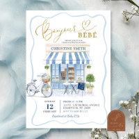 Kokette Pariser Café Französisch Blau Baby Shower