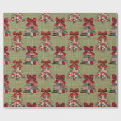 Kokette Patchwork-Weihnachtsbäume grüne Quadrate Geschenkpapier (Flach)