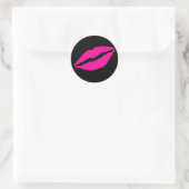 Kokette Pink-Lipstick-Aufkleber Runder Aufkleber (Tasche)