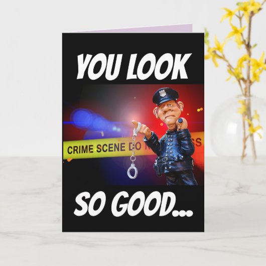 KOKETTE POLIZEI MANN ROMANTIC FUNNY Grußkarte Karte (Gelbe Blume)