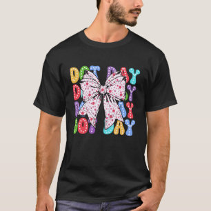 Kokette Polka-Punkt-Schleife Glücklicher Punkt-Tag T-Shirt