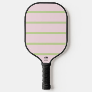 Kokette Preppy-Chic-Pastellgrün- und Rosa-Streifen Pickleball Schläger