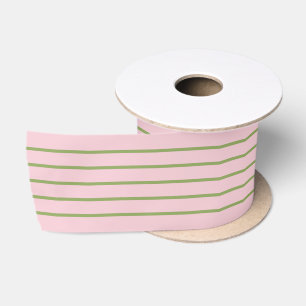 Kokette Preppy-Chic-Pastellgrün- und Rosa-Streifen Satinband