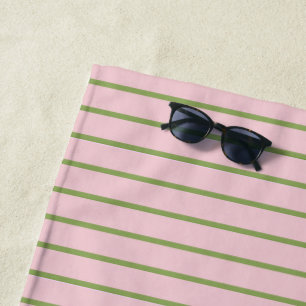 Kokette Preppy-Chic-Pastellgrün- und Rosa-Streifen Strandtuch