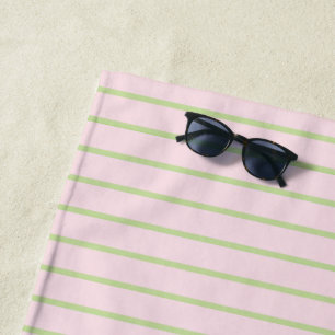 Kokette Preppy Chic Pastellgrün und rosa Streifen Strandtuch