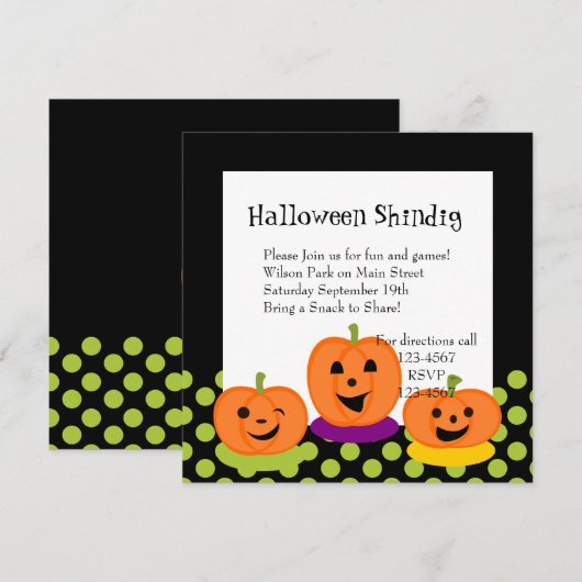 Kokette Pumpkins Einladung (Vorne/Hinten)