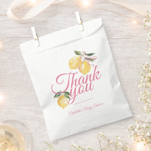Kokette rosa Baby-Party mit Zitrone Geschenktütchen (Ausgeschnitten)