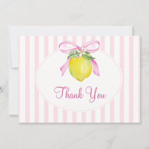 Kokette rosa Baby-Party mit Zitronen Dankeskarte