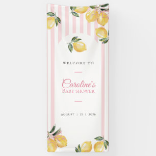 Kokette rosa Baby Shower Begrüßungsschild mit Zitr Banner