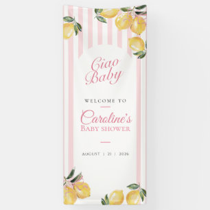 Kokette rosa Baby Shower Begrüßungsschild mit Zitr Banner