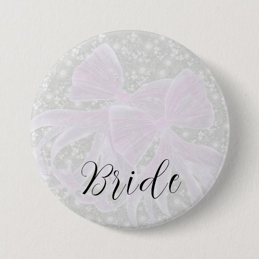 Kokette rosa durchsichtige Schleifen-Brides Knopf Button (Vorderseite)