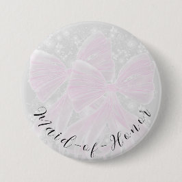 Kokette rosa durchsichtige Schleifen-Jungfer Button