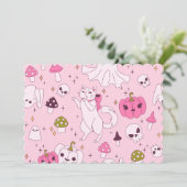 Kokette Rosa Halloween Hexenkatzenmöwe Einladung (Stehend Vorderseite)