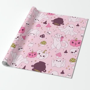 Kokette Rosa Halloween Hexenkatzenmöwe Geschenkpapier