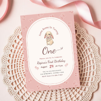 Kokette Rosa Häschen Süßer Hase 1. Geburtstag Einladung
