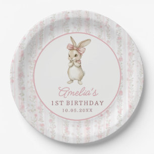 Kokette rosa Hase Geburtstagsparty Papier Teller