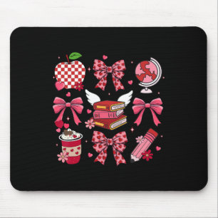 Kokette rosa Schleife Apfel Lehrer Anerkennung Val Mousepad