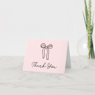 Kokette rosa Schleife leere gefaltete Dankeskarten Dankeskarte