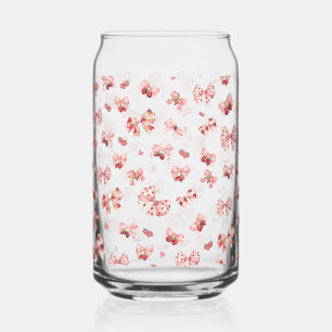 Kokette rosa Schleife mit Erdbeeren Glas