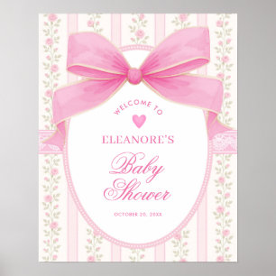 Kokette rosa Schleifen Rosen Mädchen Baby Shower W Poster