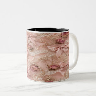 Kokette Rosa-Schleifen-Tasse Zweifarbige Tasse