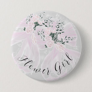 Kokette rosa transparente Schleifen - Brautjungfer Button