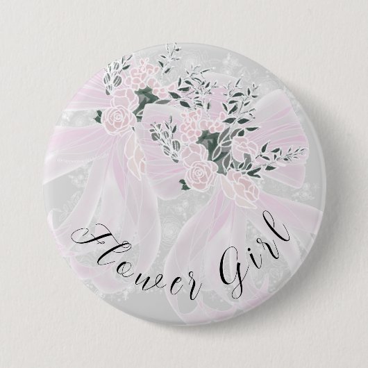 Kokette rosa transparente Schleifen - Brautjungfer Button (Vorderseite)