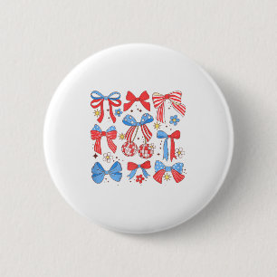Kokette Rot Weiß &amp; Blau Patriotische Schleifen Button