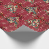 Kokette rote Patchwork-Polka-Punkte-Weihnachtsbäum Geschenkpapier (Ecke)