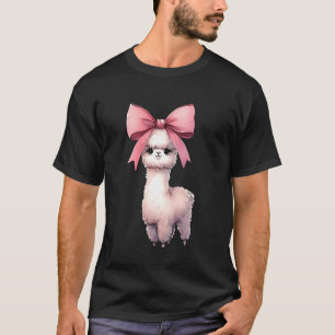 Kokette Schleife Alpaka Lama Rosa Band Mama Mütter T-Shirt