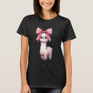 Kokette Schleife Alpaka Lama Rosa Band Mama Mutter T-Shirt