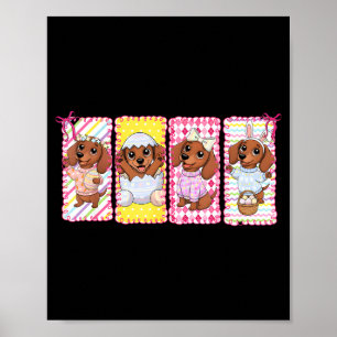 Kokette Schleife Dachshund Hase Frohe Ostern Wiene Poster