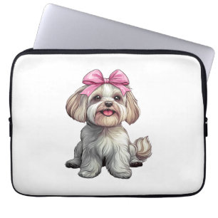 Kokette Schleife Havanese Hundefrau Mädchen Rosa Laptopschutzhülle