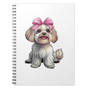Kokette Schleife Havanese Hundefrau Mädchen Rosa Notizblock