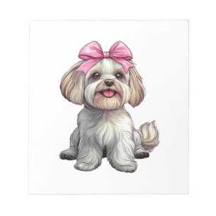 Kokette Schleife Havanese Hundefrau Mädchen Rosa Notizblock
