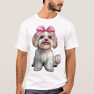 Kokette Schleife Havanese Hundefrau Mädchen Rosa T-Shirt