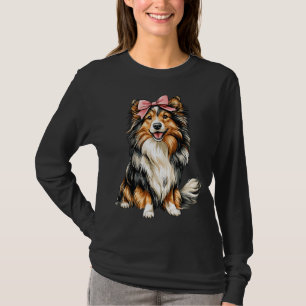 Kokette Schleife Shetland-Schäferhunde Hund-Mama M T-Shirt