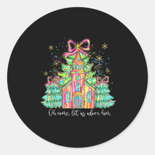 Kokette Schleife Weihnachtsbaum Jesus Oh Komm Lass Runder Aufkleber
