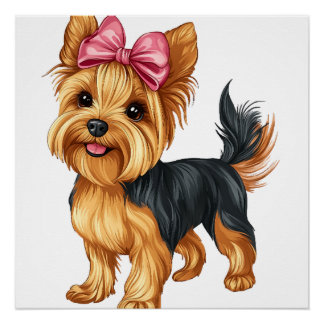Kokette Schleife Yorkshire Terrier Hund Yorkie Mut Poster