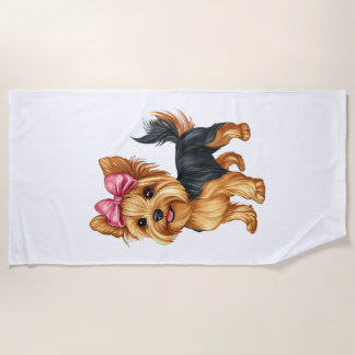 Kokette Schleife Yorkshire Terrier Hund Yorkie Mut Strandtuch
